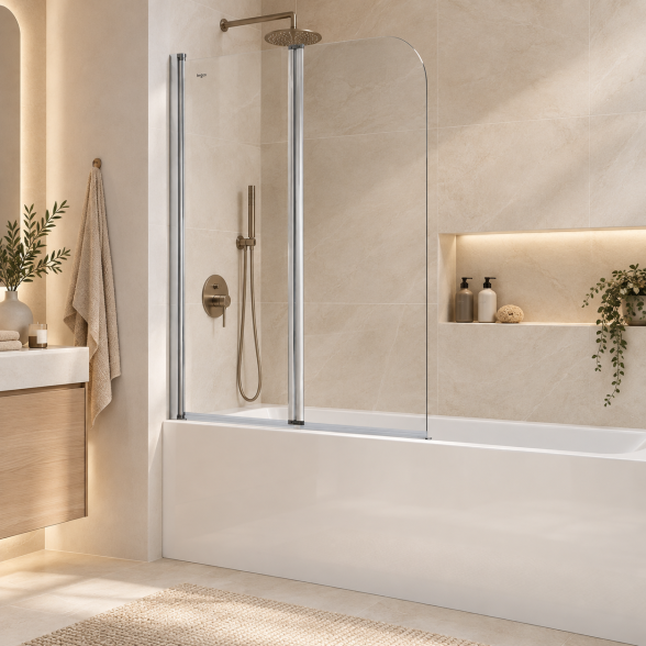 Стеклянная шторка для ванны Besco Prime II 90×140, хром 1 Стеклянная шторка для ванны Besco Prime II 90×140, хром 1