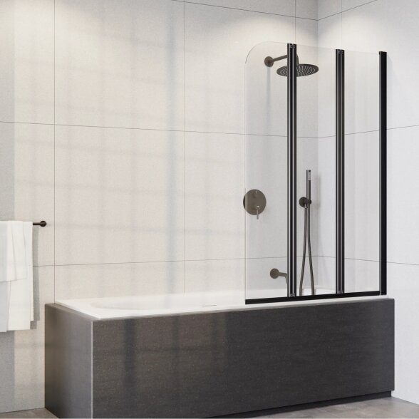 Стеклянная шторка для ванны Besco Prime III 120×140, черная матовая 4