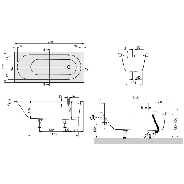 Ванна из кварила Oberon Villeroy & Boch 170x75 2 Ванна из кварила Oberon Villeroy & Boch 170x75 2